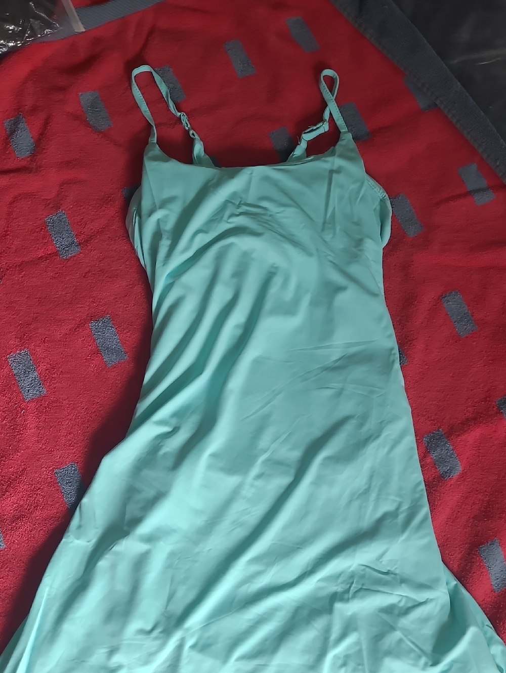 Aqua 88% Nylon 12% Spandex Slip Dress with Adjustable Straps